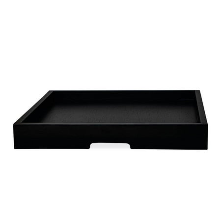 

Black Ottoman Tray / Serving tray Minimalist style Decorative accessory Tray for food and beverage transport Shape: Square. 23.5 D x 23.5 W x 3 H inch