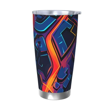 

Ocsxa Neon City Map Pattern 20oz Travel Coffee Mug with Flip Lid Stainless Steel Insulated Insulated Coffee Mug Thermal Cup with Splash Proof Sliding Lid-Without Straw