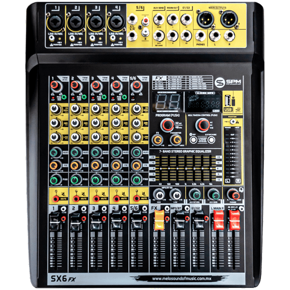 Consola MELO SX6FX De 4 Canales Mono, conexión Bluetooth