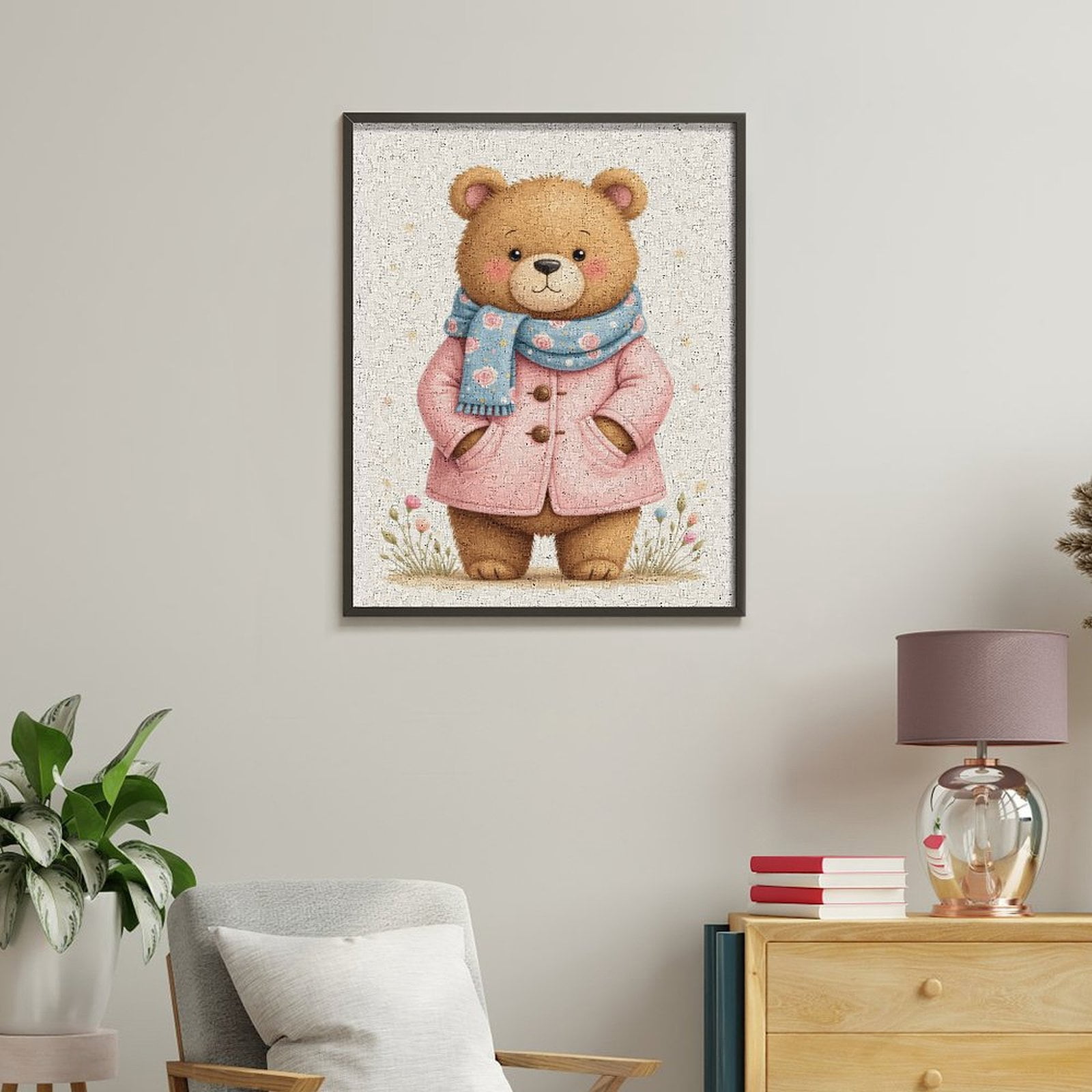 Paint By Numbers Kit for Adults Beginner - DIY Adorable Bear In Cozy Attire Canvas Painting Kits for Adults, Frameless Paint By Number for Adults for Home Wall Decor 16x20 Inch