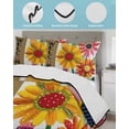 thumbnail image 3 of Quilt King Size Bedding Set, Spring Daisy Reversible Summer Quilt 3 Pieces, Brown Modern Abstract Art Dots Floral Lightweight Bedspreads Coverlets with 2 Pillow Shams for All Seasons, 3 of 5