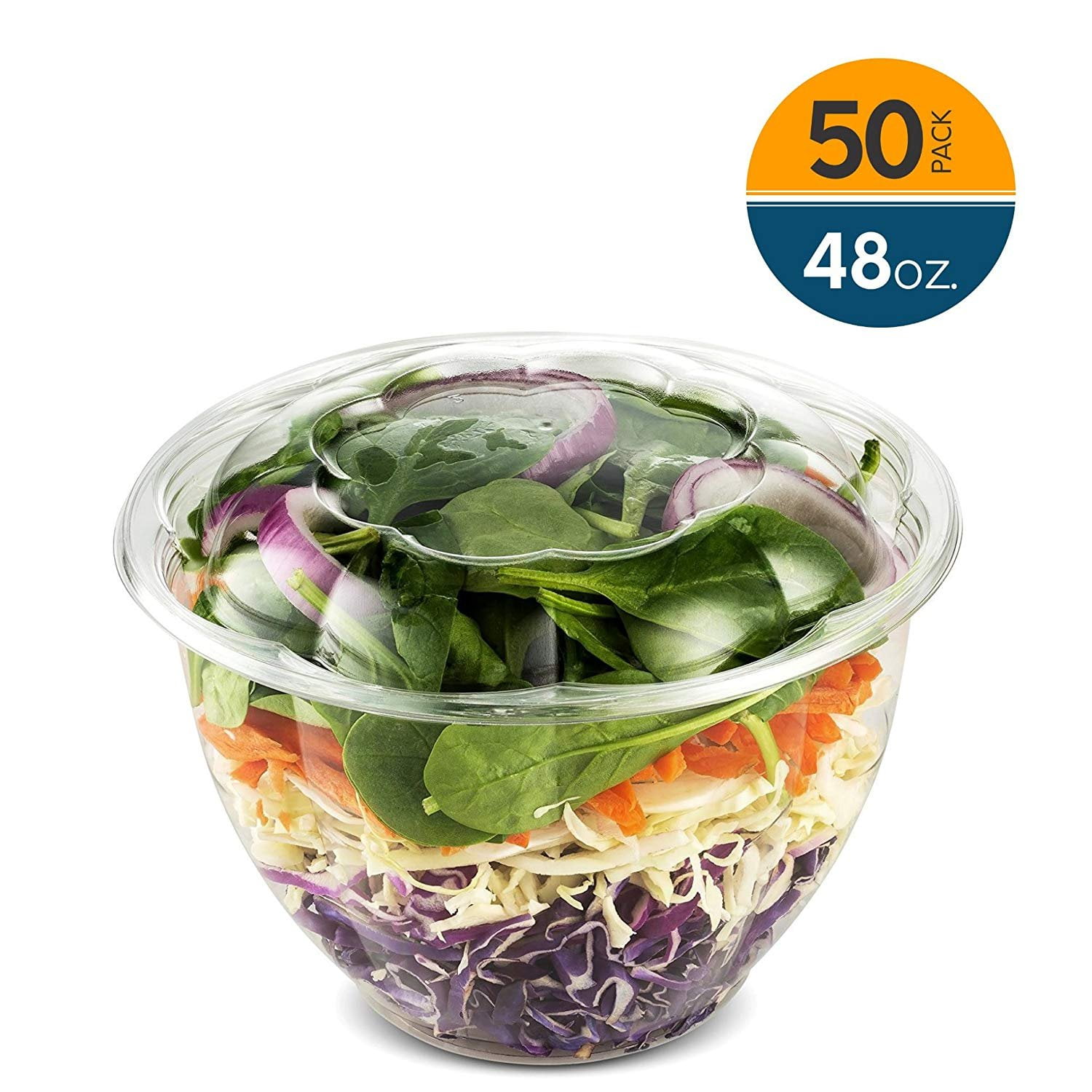 Clear Plastic Disposable Salad Containers 28oz Clear Disposable Salad Bowls with Lids 25 Count