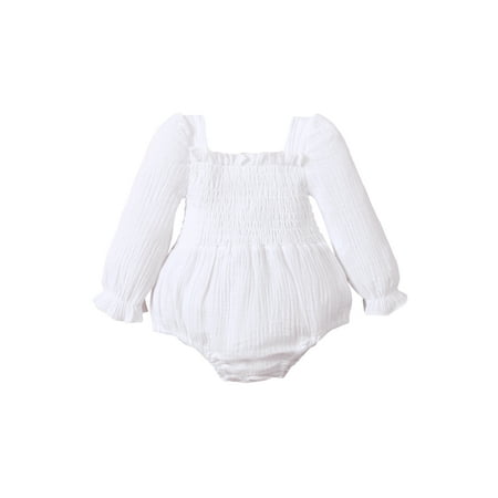 

Coduop Infant Baby Girl Bubble Romper Long Sleeve Ruffle Jumpsuit Bodysuit 0-18 Months