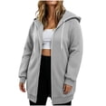 thumbnail image 2 of Chiccall Plus Size Longline Full Zip Hoodie Cardigan Drawstring Hood Oversized Long Sleeve Solid Loose Mid Length Casual Sweat Jacket for Women, 2 of 8