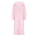 thumbnail image 5 of Tnhcen Women's Solid Color Hooded Drawstring Fleece Sleep Dress – Long Sleeve Crewneck with Side Pockets | Polyester Loungewear Dress S-4XL | Cozy Winter Pajama, 5 of 5