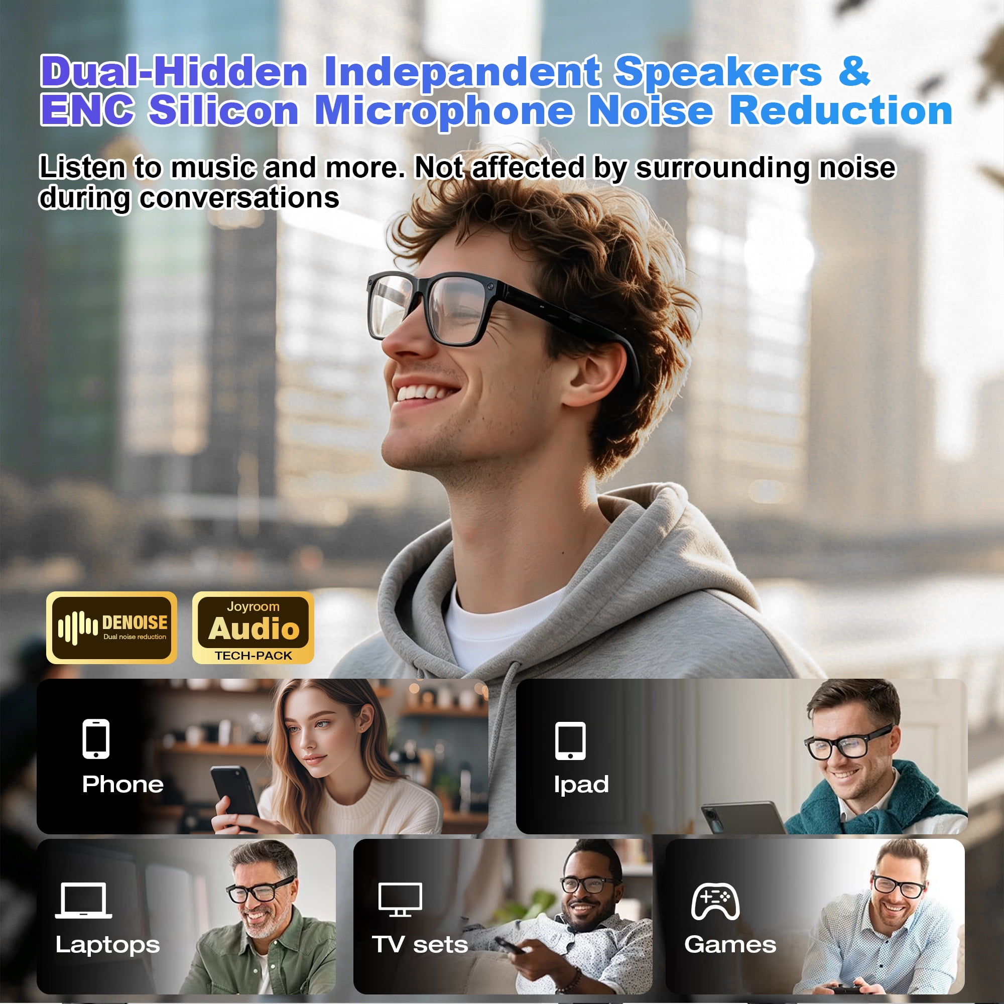 CamelParty AI Smart Glasses with Camera and Bluetooth, Recording Sunglasses with Voice Assistant, WI-FI, Real-Time Translation, Hands-Free Calls & Music