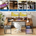 thumbnail image 6 of U Shaped Home Office Desk, Reversible L Shaped Gaming Computer Desk With Power Outlets,126 Inch Computer Desk With Monitor Stand and LED Lights,Storage Shelves,Storage Bag and Hooks（Rustic Brown）, 6 of 9