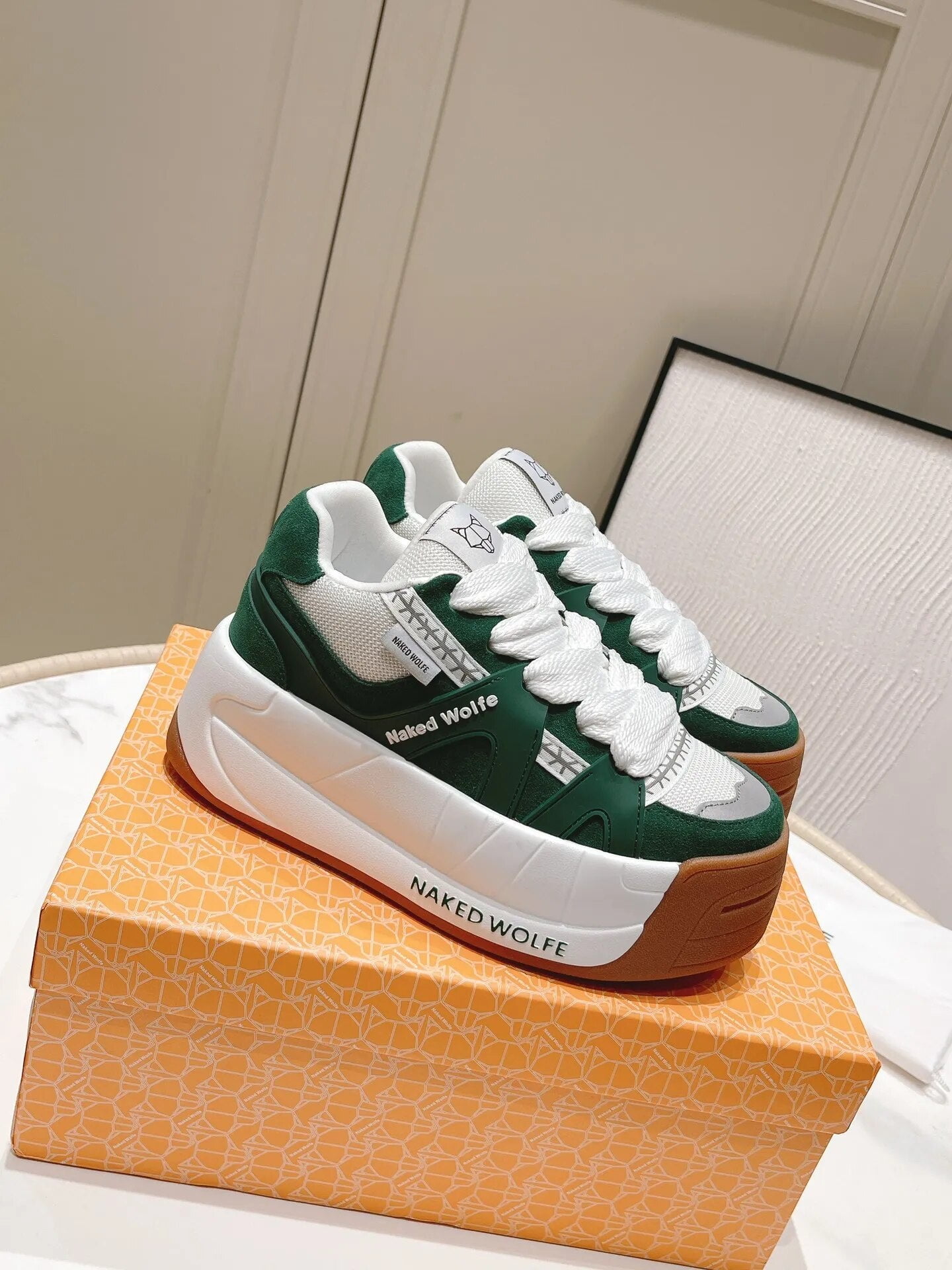 希少製品!日本未入荷!★naked wolfe★Skate 3 Colors Fashion Naked Shoes Wolfe Slide Platform Sneakers Black