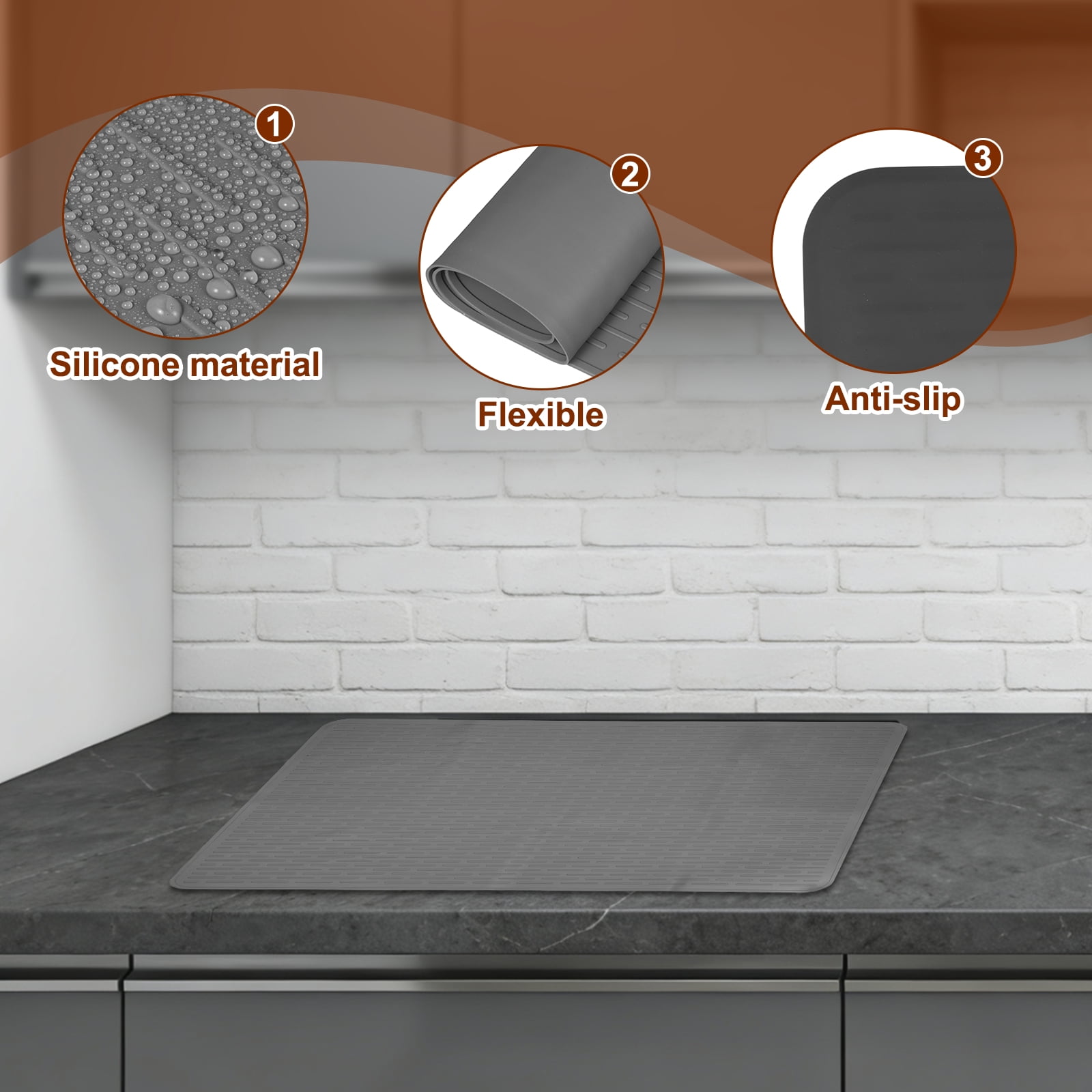 Uxcell 30 x 21 Inch Stove Top Cover for Electric Stove, 1Pcs Silicone Stripe Mat for Glass Top Cover Non-Slip Glass Cooktop Protector for Kitchen Oven Dish Drying Mat, Gray