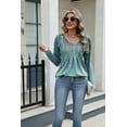 thumbnail image 4 of Weardear Women Long Sleeve Shirts V Neck Fall Tops Loose Fit Dressy Casual Blouses Pleated Tunic Tops, 4 of 7