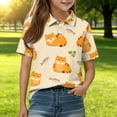 thumbnail image 2 of Grblisyd Girls Shirts Cute Animal Print Short Sleeve Collar Polo Shirts Casual Loose School Uniform Shirt, 2 of 6