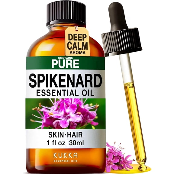 Kukka Spikenard Essential Oil - 100% Pure Earthy Scent for Diffuser, Skincare, Hair Care & Post-Workout Massage - 1 fl oz