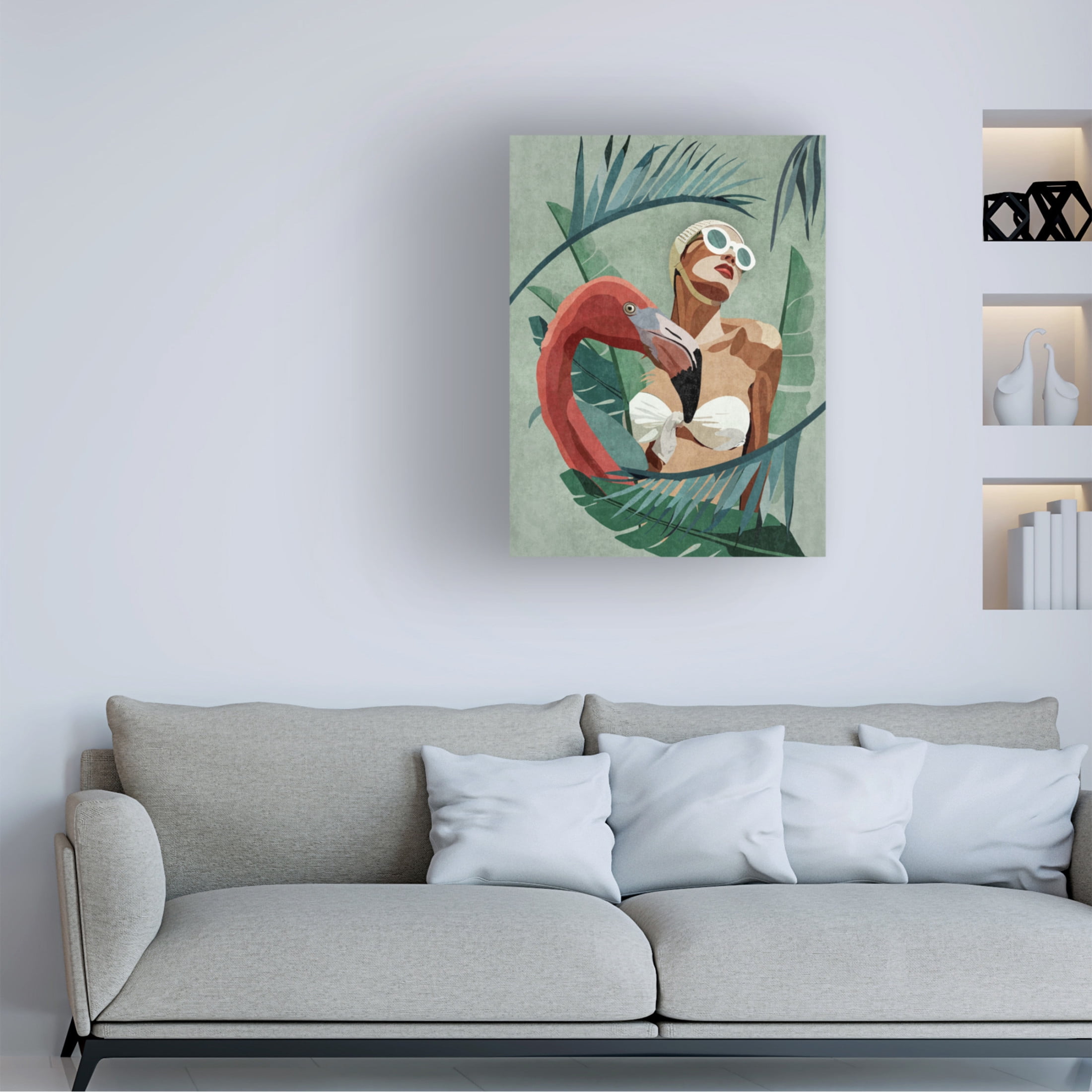 Trademark Fine Art Emel Tunaboylu Flamingo Lady Canvas Wall Art