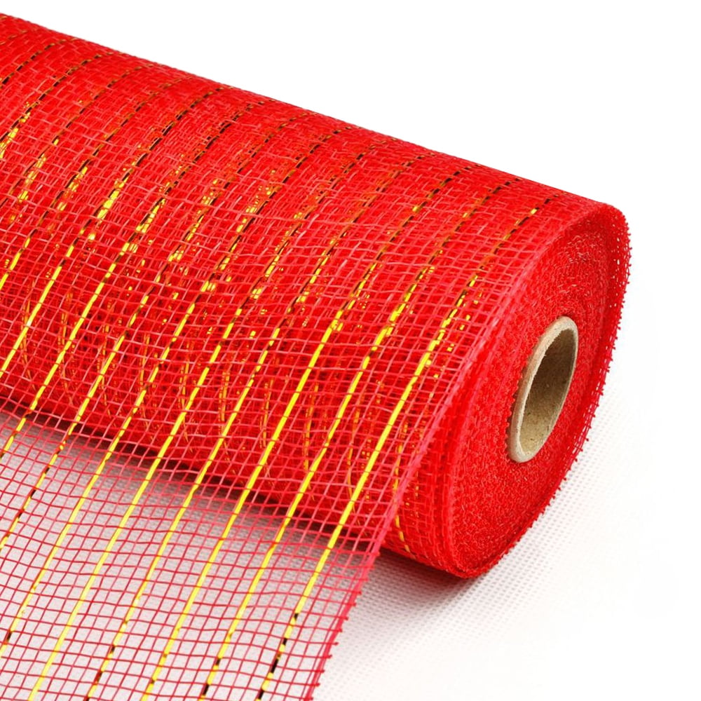 Decor Poly Mesh Ribbon, Solid/ Metallic Mesh Roll Floral Craft Wedding