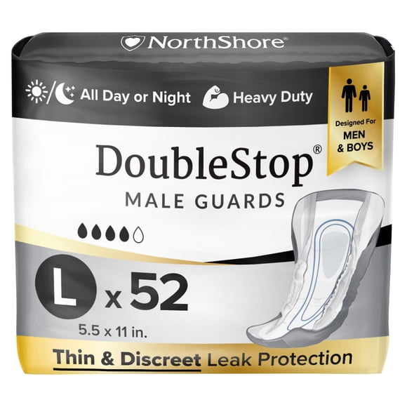 Male Guards NorthShore DoubleStop para hombre, paquete grande, 52 unidades
