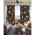 thumbnail image 4 of Coffee Blackout Curtains, Light Blocking Print Window Curtains, Brown Retro Coffee Theme Beans Latte Tea Cup Thermal Insulated Window Drapes for Living Room Kitchen Cafe 2 Panels, 104"W x 96"L, 4 of 9