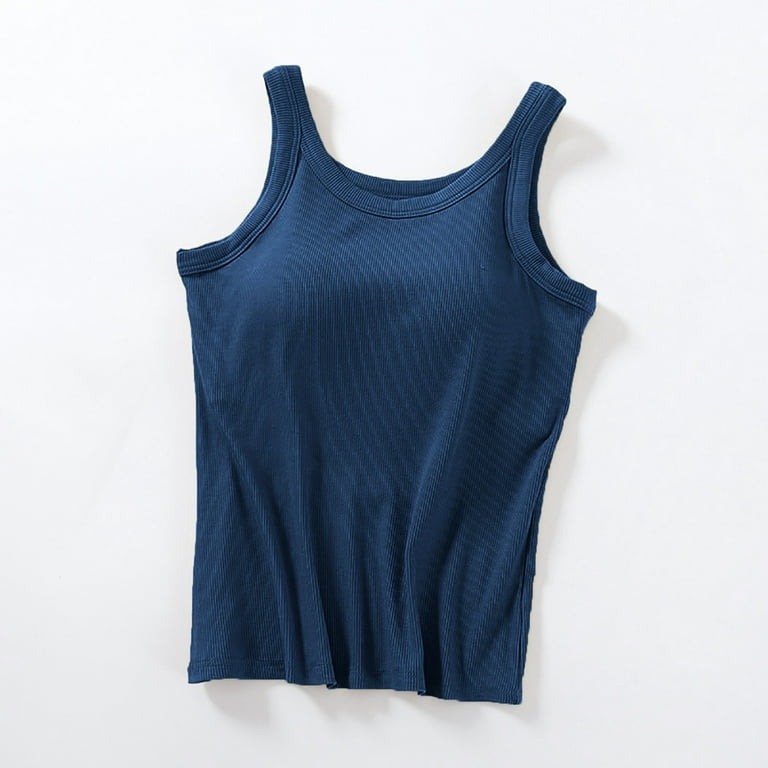 Blue Tank Top, Sleeveless Plus Size Tank Tops For Women, Ladies