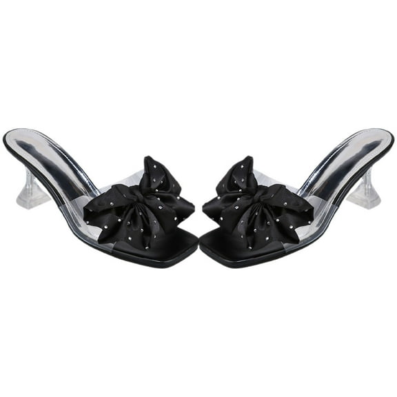 LOLIPPYY Chic Multi Color Bow Heels for Women's Comfortable High Heel Mules Slides for Outdoor Activities Size 7.5