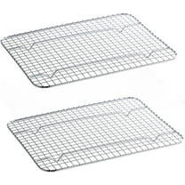 TrueCraftware- Set of 2 Half Size Rectangular Chrome-Plated Wire Pan Grate 8"x 10" -Fits Half Size Sheet Cookie Pans Cooling Rack for Baking and Cooking