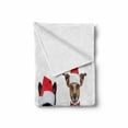thumbnail image 2 of Christmas Soft Flannel Fleece Blanket, Group of Santa Claus Dogs over Wooden Fences Humor Animals Noel Puppies Pet Graphic, Cozy Plush for Indoor and Outdoor Use, 50" x 60", Tan Red, by Ambesonne, 2 of 6