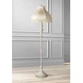 thumbnail image 2 of Victorian Inspired Lamp Shade, 6x17x11 Inches, Cream White Floral Fabric, Scalloped Edge with 2.5" Fringe, Dome Shape, Spider Harp Finial, 2 of 6