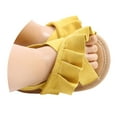 thumbnail image 3 of LIIPEE Girls Boys Sandals Summer Comfortable Solid Color Ruffled Open Toe Non- Soft Sole Shoes Versatile Beach Sandal,Yellow,6-12 Months, 3 of 9