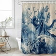 thumbnail image 6 of Blue Jellyfish Coastal Shower Curtain Set - Long 72" x 84" Washable Bathtub Curtain with 12 Hooks, Nautical Octopus Summer Ocean Rustic Waterproof Fabric Stall Shower Curtains for Bathroom Décor, 6 of 6