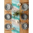 thumbnail image 6 of Summer Beach Table Runner, Teal Green Gradient Ocean Wave Beige Sand Abstract Cotton Linen Kitchen Table Decoration Washable Dining Tabletop Runners for Home Party Decor 13x48 Inches, 6 of 9