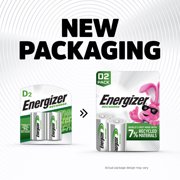 Energizer Recharge Universal Rechargeable D Batteries (2 Pack), D Cell Batteries