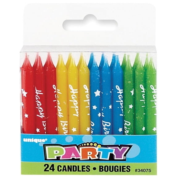 Script Happy Birthday Candles, 24-Count