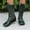 Green, variant on Women's Black Mid Calf Boots Lace Up Chunky Heel Vintage Combat Heeled Dress Casual Boots Trends 2025 Y2K Boots