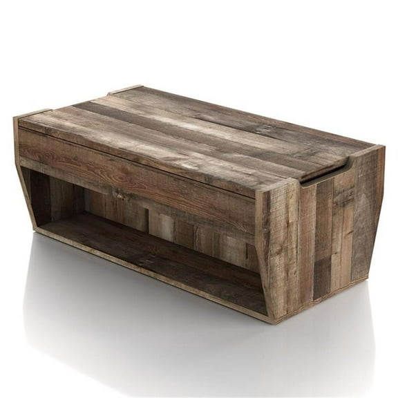 Furniture of America Edwards Wood Lift-Top Coffee Table in Brown Barnwood