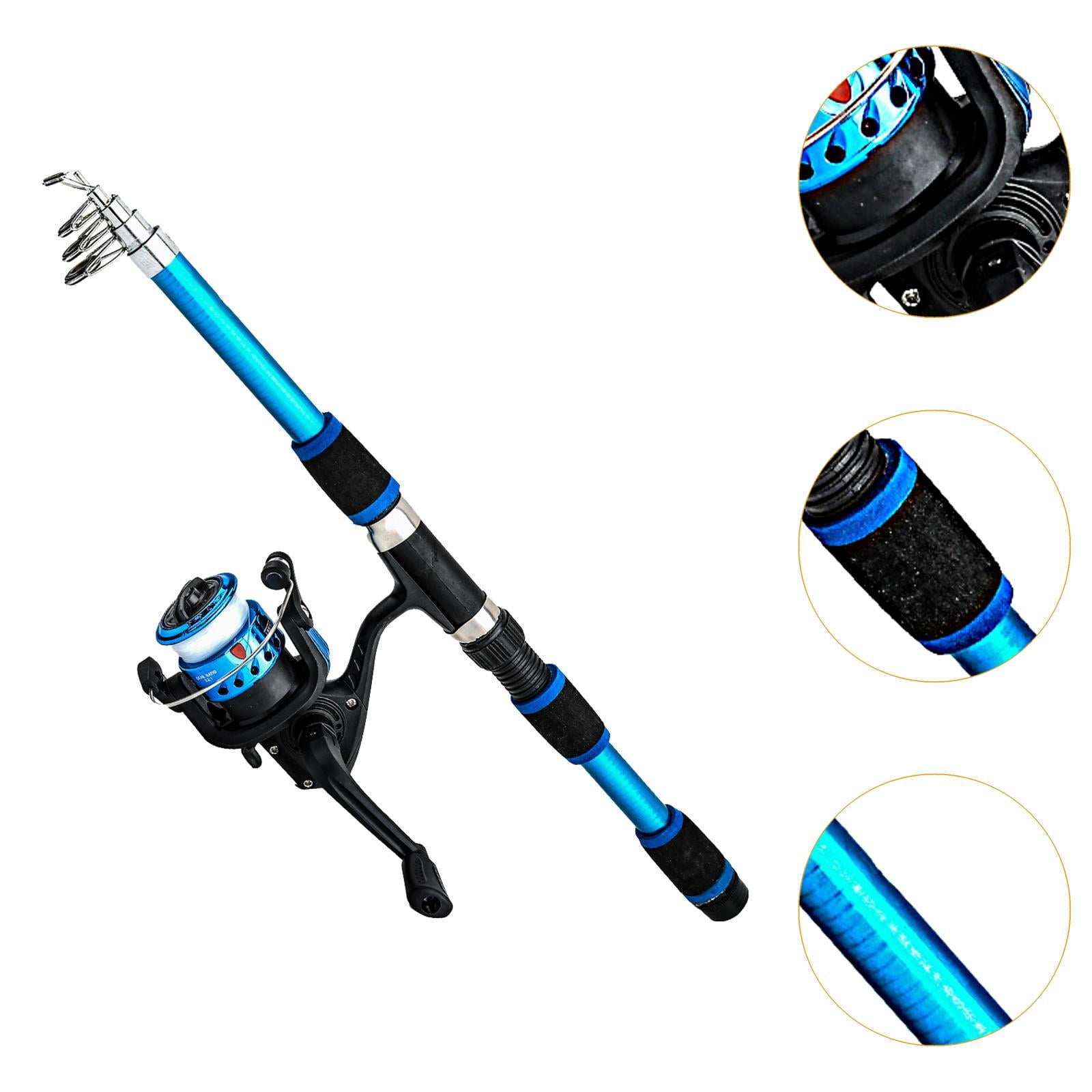 figatia Fishing Pole Kids Fishing Rod and Reel Combo, Easy to Operate Birthday Gifts Telescopic Adjustable for Travel Outdoor Starter Blue