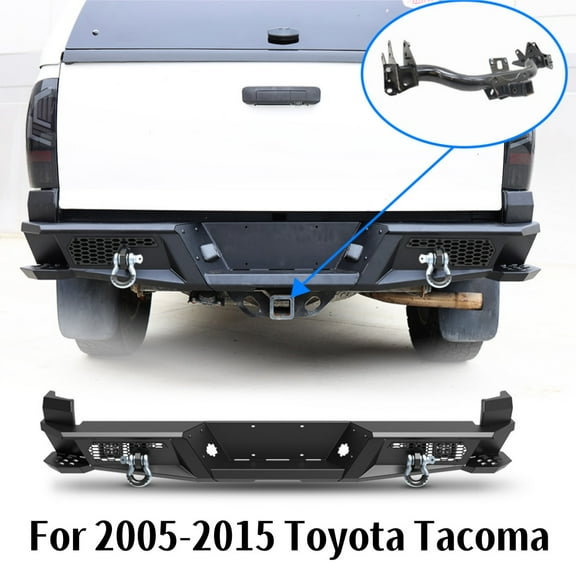 Modular Steel Rear Bumper For 2005-2015 Toyota Tacoma w/4" Pod Lights D-Rings
