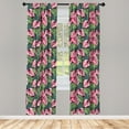 thumbnail image 4 of Ambesonne Monstera Window Curtains, Hawaiian Aloha Repetition, Each 28" W x 95" L, Hot Pink and Fern Green, 4 of 4