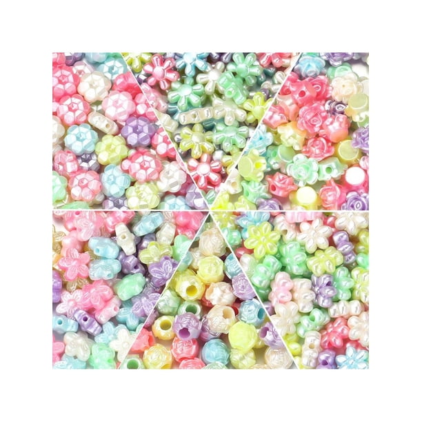 100pcs Plastic Candy Colored Rose Flower Beads For Jewelry Diy Making, Random Color