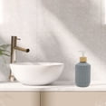 thumbnail image 2 of Unique Bargains 1 Pc Round Bottom Bamboo Grain Soap Dispenser 13.53oz Gray White, 2 of 6