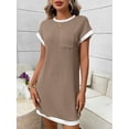 thumbnail image 5 of Women Casual A Line Dress Loose Fit Short Sleeve Round Neck Mid Length Summer Everyday Wear, 5 of 7