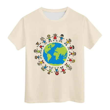 

Kids Summer Comfortable Breathable Short Sleeve Tops Children Earth Cartoon Printed Children s Day Clothing Boys Muscle Tee Boy Muscle Shirt Boys Athletic Boys Active Shirts Boys Medium Shirt Boy