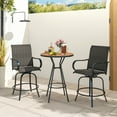 thumbnail image 4 of Gymax Outdoor Swivel Bar Stool Set of 2 w/Breathable Fabric and Heavy Duty Metal Frame Black, 4 of 9