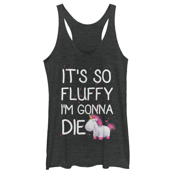 Women's Despicable Me Agnes Fluffy Unicorn Spots Racerback Tank Top Black Heather 2X Large