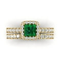 thumbnail image 2 of Clara Pucci 18K Yellow Gold Princess Cut 0.75Ct Simulated Emerald Engagement Ring + Matching Band - Luxury Box Included, 2 of 7