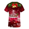 thumbnail image 5 of IROINNID Scrub Tops for Women Short Sleeve V-Neck Workwear Christmas Printing Tops With Pocket,Red C, 5 of 5