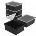 thumbnail image 1 of Storex Plateau de Rangement Profond avec Couvercle, Format Lettre, 10 x 13 x 5 Pouces, Noir, Lot de 5, 1 of 1