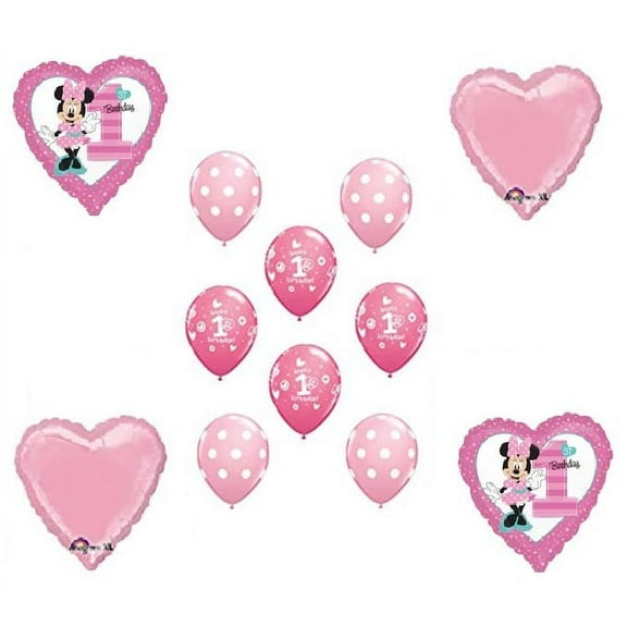 Anagram Baby Minnie Mouse Multi-color Party Balloons, 12 Count