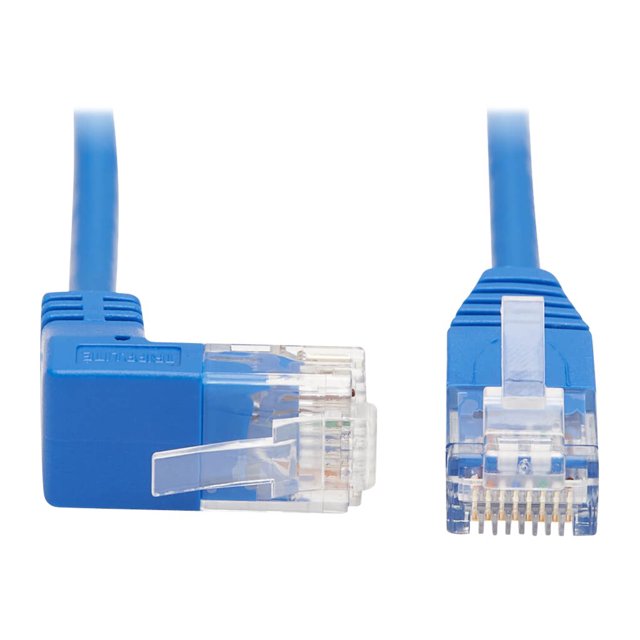 Tripp Lite Up-Angle Cat6 Gigabit Molded Slim UTP Ethernet Cable (RJ45 Right-Angle Up M to RJ45 M), Blue, 3 ft. - Patch cable - RJ-45 (M) to RJ-45 (M) up-angled - 3 ft - UTP - CAT 5/5e/6 - molded, stranded - blue