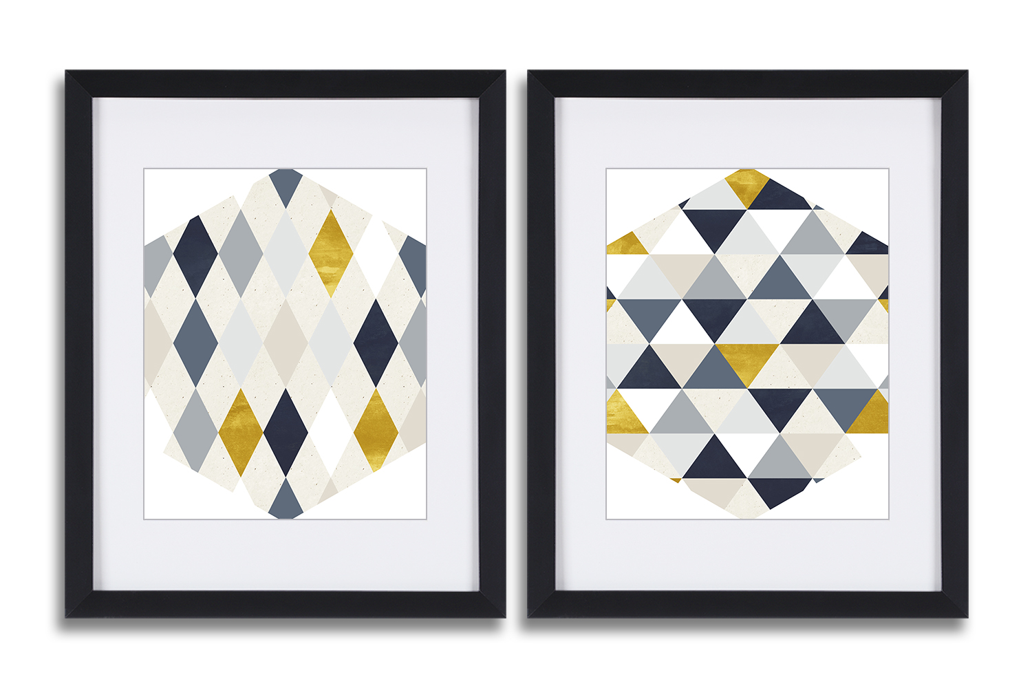 Abstract Geometric Wall Art Modern Minimalist Picture With Black Frame