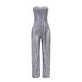 thumbnail image 6 of OSOLU Solid Color Women Sleeveless Strapless Sequined Jumpsuit Cozy Dailywear, 6 of 6