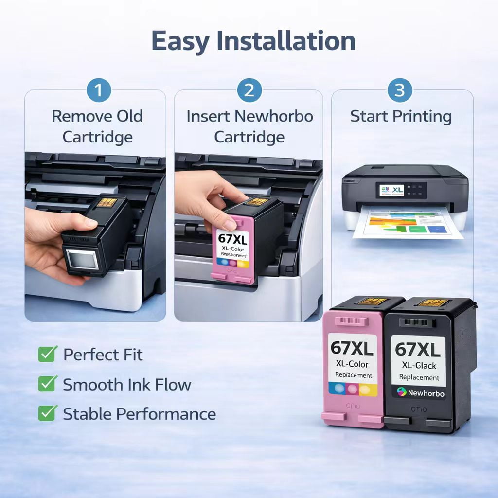 67XL Ink Cartridges Bundle Replacement Compatible for  DeskJet 2742e 2752e 2755e 2855e 4155e 4255e Printer(Black & Tri-color)