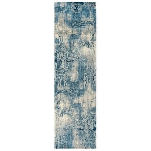 Alora Decor Radiant 2'6" x 8' Abstract Blue/Ivory/Gray Hybrid Area Rug